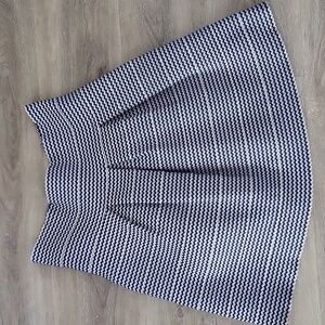 Portmans Pleated Stretch Blue and White Box Pleat Skirt